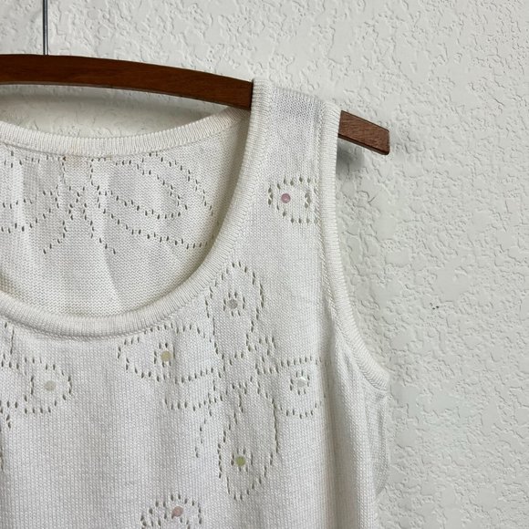 St John Spring 00s Butterfly Santana Knit Perforated Shell - Picture 3 of 5